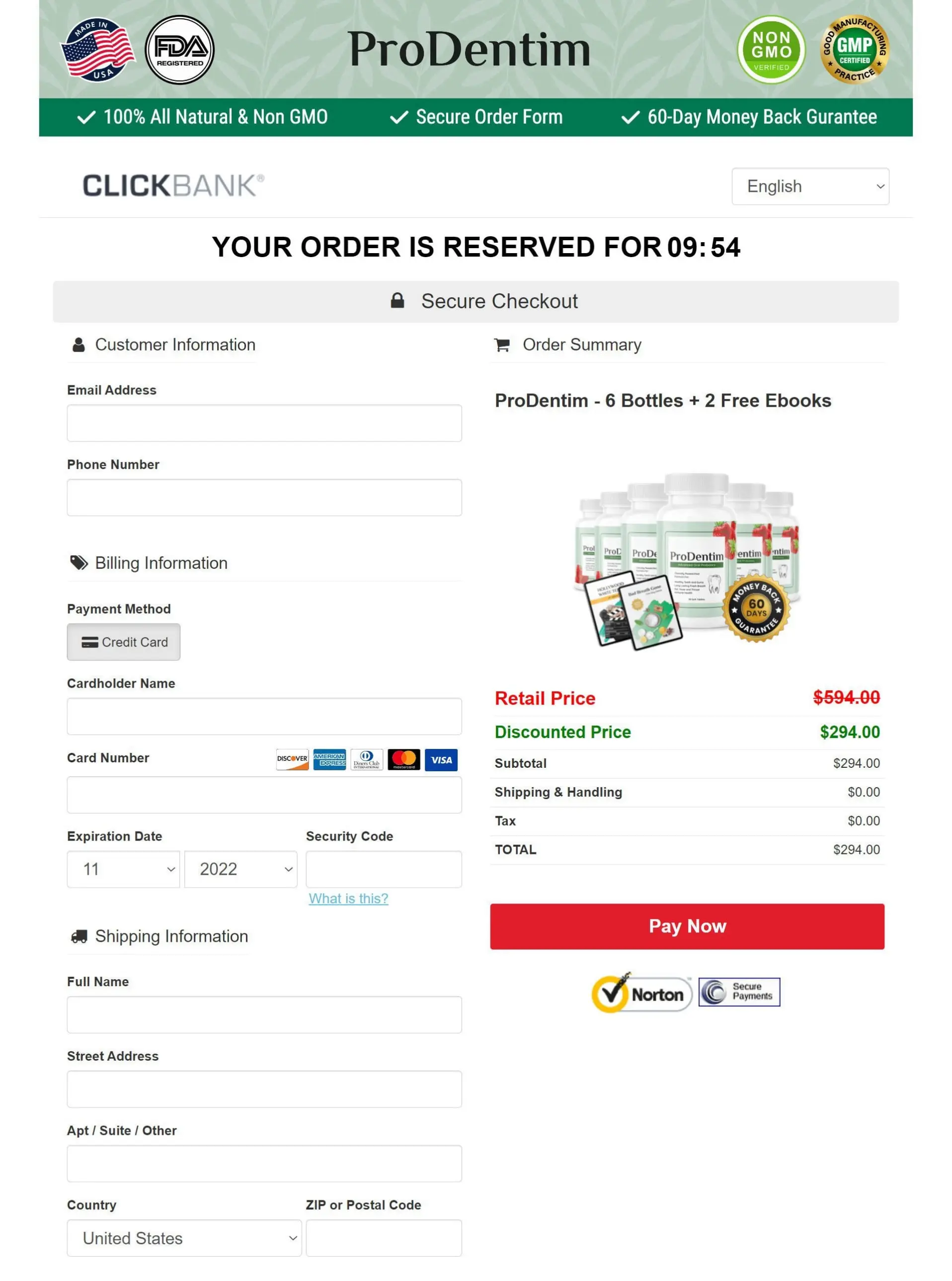 ProDentim secure USA official checkout page for placing your order
